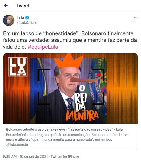 Lula Ironiza Fala De Bolsonaro Sobre Fake News O Rei Da Mentira