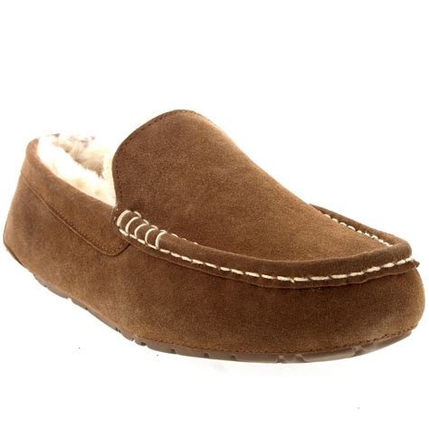 Mens Genuine Australian Suede Sheepskin Fur Loafers Moccasin Slippers