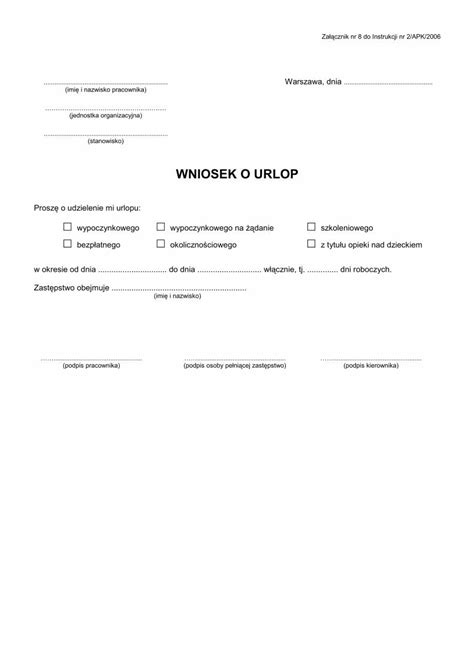 PDF WNIOSEK O URLOP wum edu pl Proszę o udzielenie mi urlopu