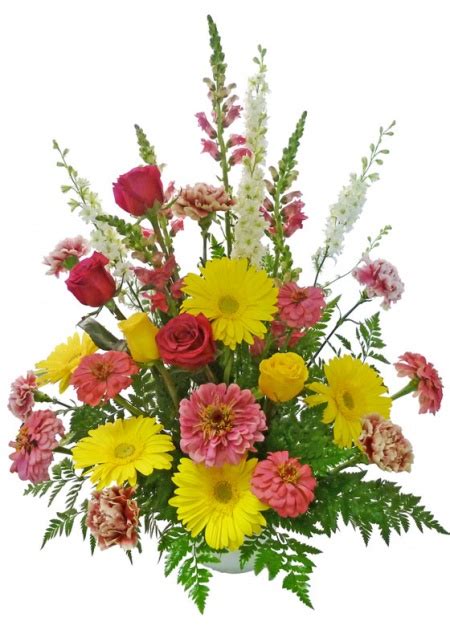 Bright Sympathy Arrangement Made With Gerbera Daisies Pink Zinnias S