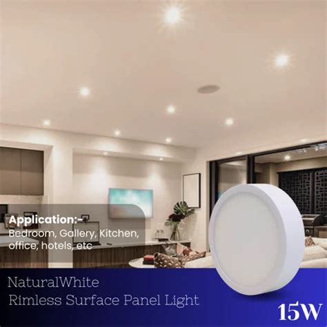 W Round Rimless Surface Panel Light White Cool Daylight At