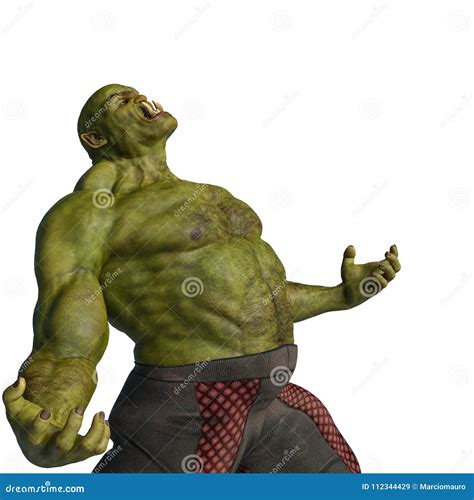 Green Ogre In A White Background Stock Illustration Illustration Of