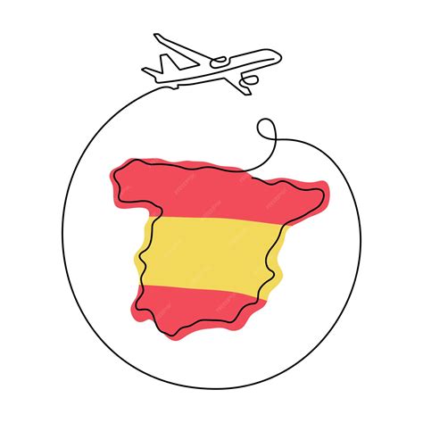 Premium Vector | Travel Spain one line vector illustration with plane
