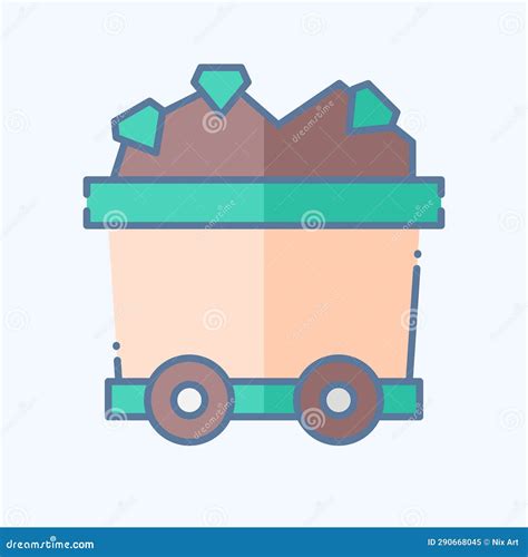 Icon Mining Cart Related To Mining Symbol Doodle Style Simple Design