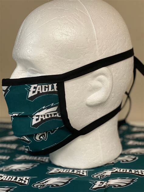 Philadelphia Eagles Face Mask With Nose Wire Tie Straps Etsy