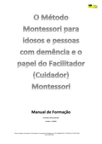 Manual de Formação Método Montessori idosos demência wania