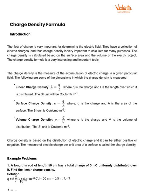 Charge Density Formula | PDF