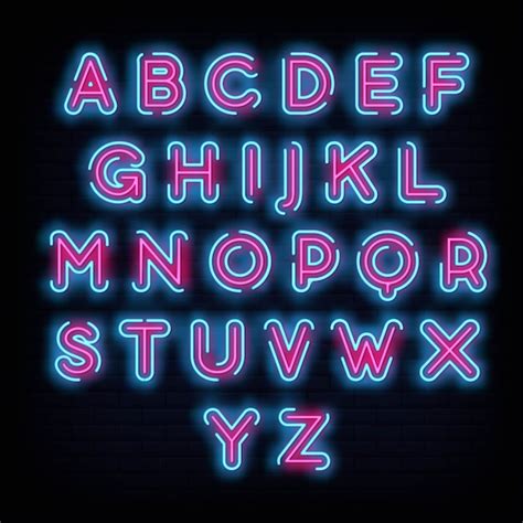 Alphabet font typography neon sign style | Premium Vector