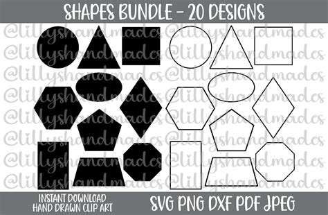 Shapes Clipart Svg Shapes Shapes Svg Bundle Basic Shapes Etsy