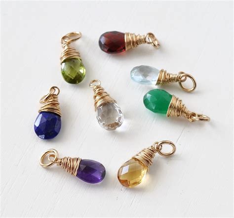 Birthstone Charms in Gold Fill for Necklaces and Bracelets Choose Your ...