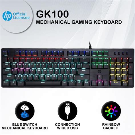 Jual Keyboard Gaming Hp Gk100 Rgb Blue Switch Mechanical Keyboard