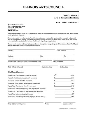 Fillable Online Arts Illinois Final Report Form Illinois Arts Council