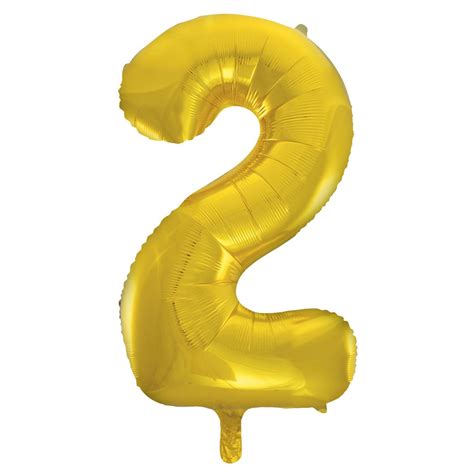 Number 2 Gold Foil Balloon 86cm Party Savers