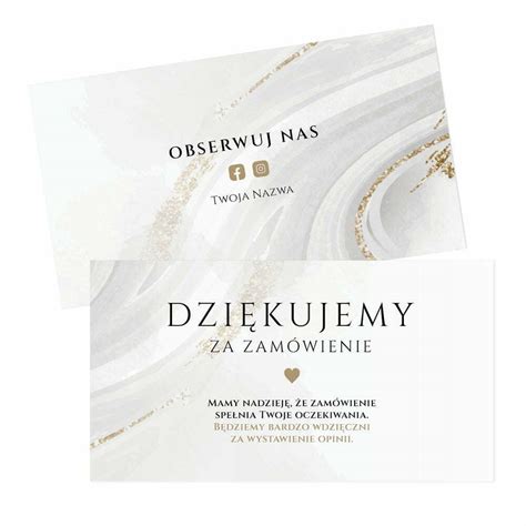 Ulotki z podziękowaniem do paczek Premium marble