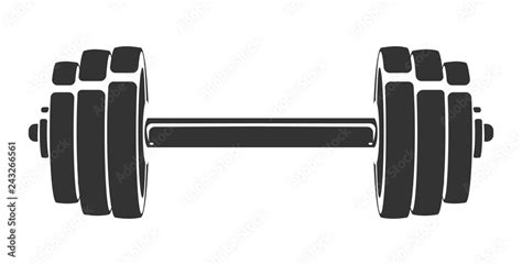 Vector Hand Drawn Silhouette Of Dumbbell Isolated On White Background