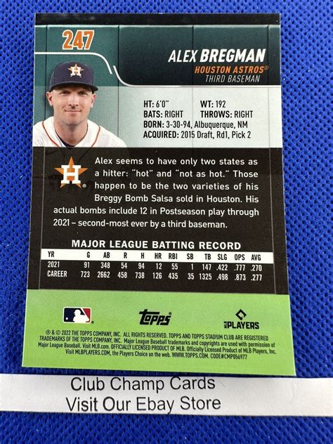 Alex Bregman Topps Stadium Club Chrome Baseball X Fractor