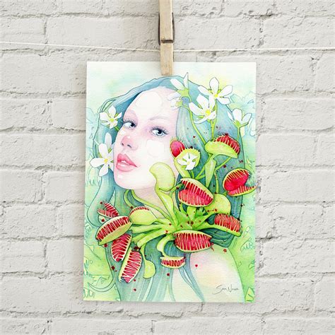 The Venus Of Dreams Print Venus Fly Trap Watercolor Painting Etsy