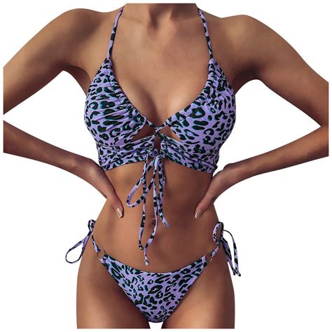 Fashion Women V Neck Push Up Bikini Sets Print Biquini Pad Swim Suit