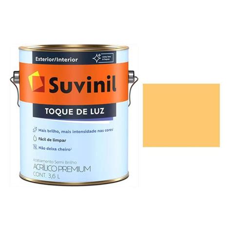 Tinta Acrilica Amarelo Canário Suvinil Semi Brilho 3 6lt Tinta para