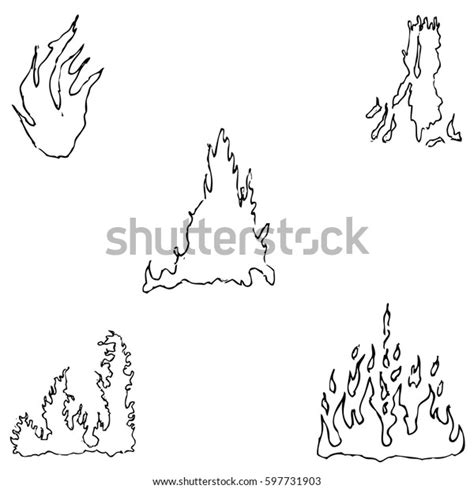 Fire Sketch By Hand Pencil Drawing Stock Vector (Royalty Free ...