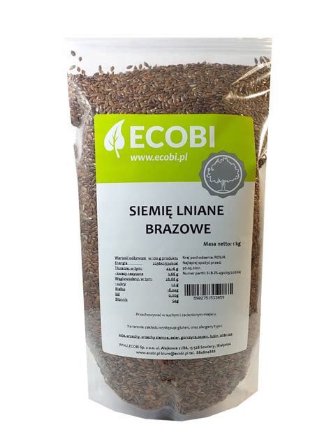 SIEMIĘ LNIANE BRĄZOWE ZIARNO 1kg NASIONA LNU ECOBI 7799197187