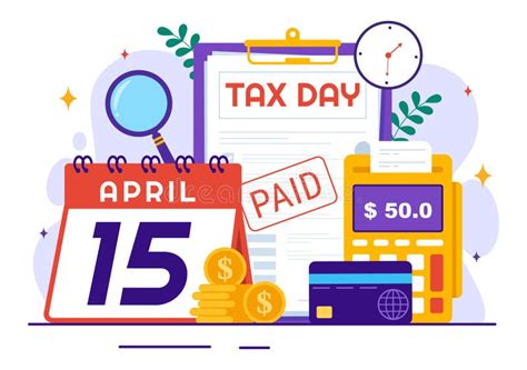 Happy Tax Day Vector Illustration On April With Clipboard Tax Form