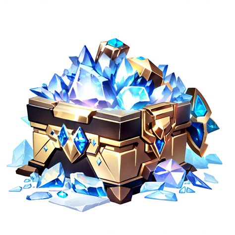 A close up of a chest with a bunch of blue crystals - SeaArt AI