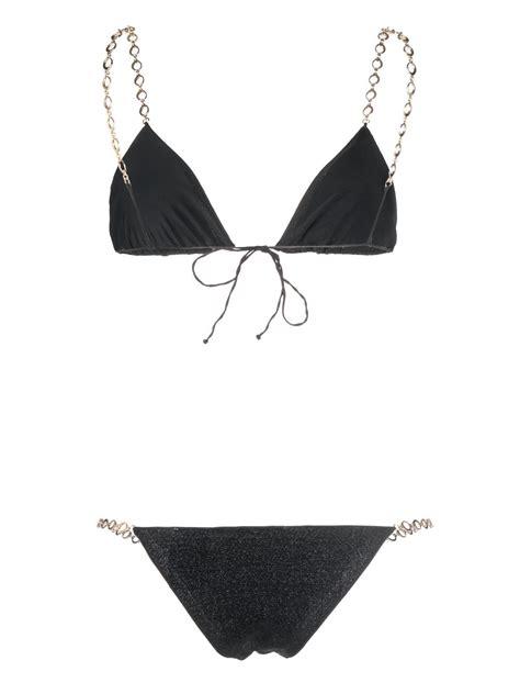 Os Ree Chain Link Detail Lurex Bikini Farfetch