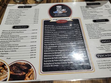 Carta del restaurante El Bodegón del Villa Luro Buenos Aires