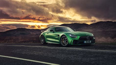 Download Green Mercedes Amg Gt Sunset Wallpaper