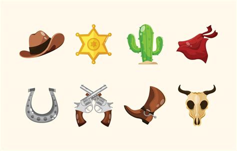 Set Of Wild West Icons 7361945 Vector Art At Vecteezy