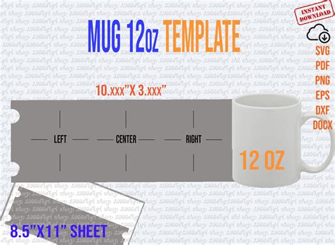 Mug Template Mug Svg Mug Bundle 12 Templates 10 Oz 11 Oz 12 Oz 14