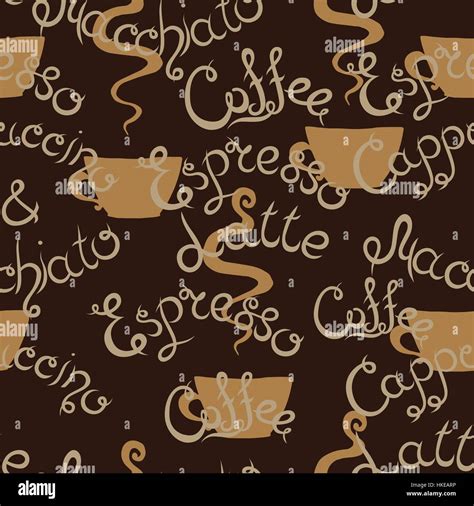 Coffee Seamless Pattern Lettering Latte Macchiato Espresso