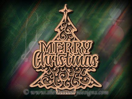 Merry Christmas Flourish Tree Layered Pattern - Sheila Landry Designs