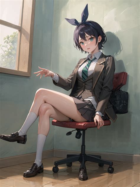 Sitting Thighs Legs Looking At Viewer Short Hair Schoolgirl Legs Crossed Anime Anime