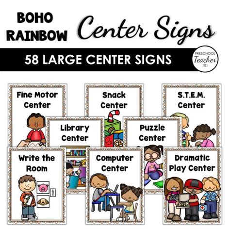 Boho Center Signs Preschool Teacher 101