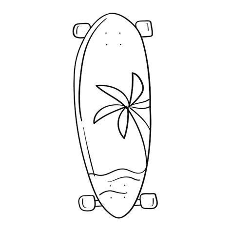 Etiqueta Engomada Del Doodle Con Longboards Brillantes Vector Premium