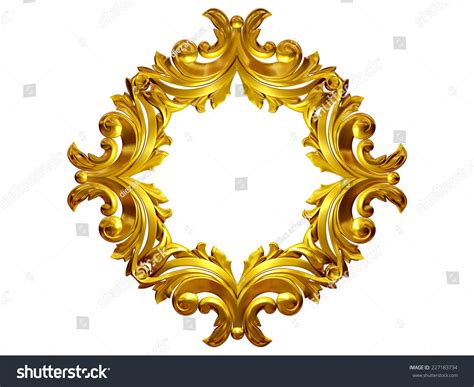 Golden Frame Baroque Ornaments Gold Pictures Stock Illustration 227183734