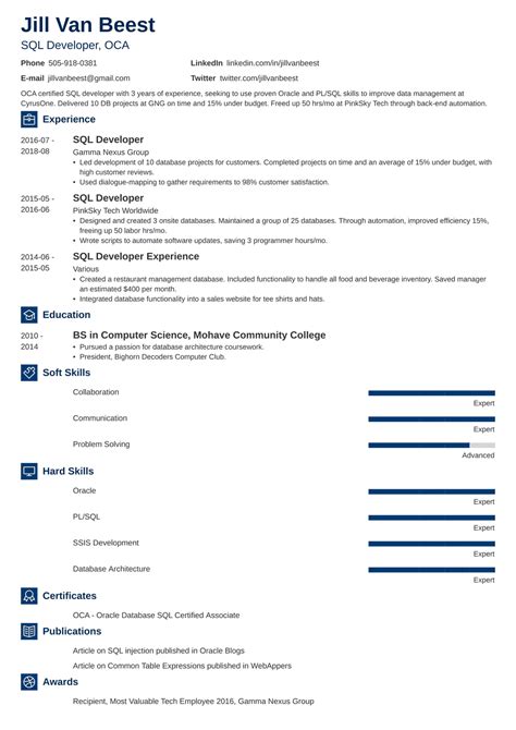 Sql Developer Resume Sample Examples Tips