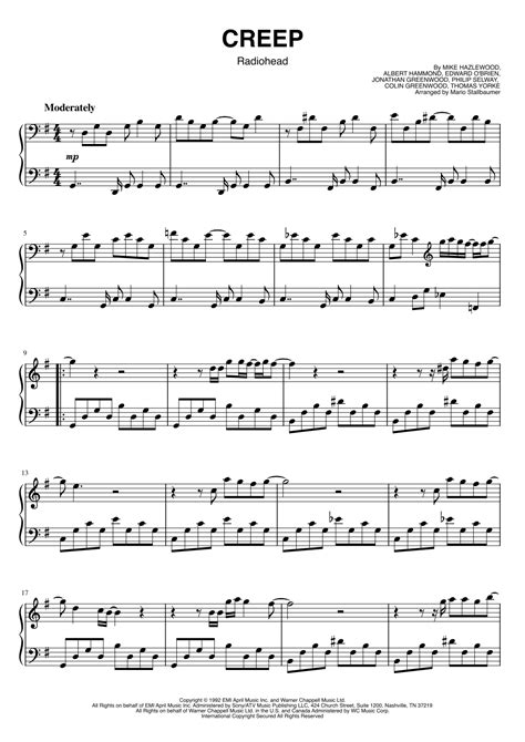 Creep Arr Mario Stallbaumer By Radiohead Sheet Music For Piano Solo