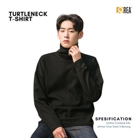 Jual Kaos TurtleNeck Pria Over Size Jumbo Big Lengan Panjang Kerah