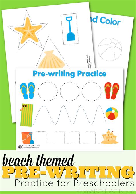 Beach Themed Pre Writing Practice For Preschoolers From Abcs To Acts Pre Writing Practice