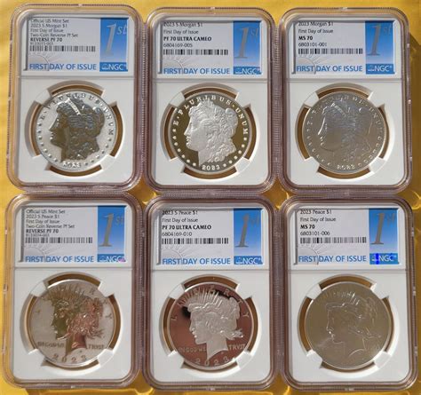 Coin Set Morgan Peace Silver Dollars Ngc Ms Pf Rp First Day