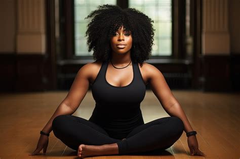 Premium Photo Black Woman Practicing Yoga In Lotus Position