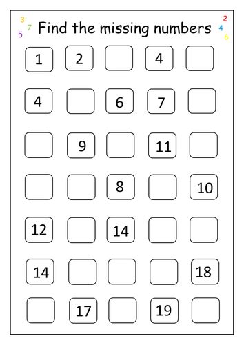 Find The Missing Numbers Up To 20 Forward Teaching Resources