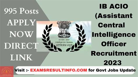 IB ACIO Recruitment 2023 995 Posts Apply Now Notification OUT