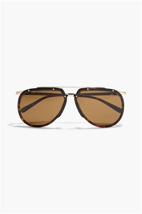 Brioni Aviator Style Tortoiseshell Acetate Sunglasses In Brown For Men