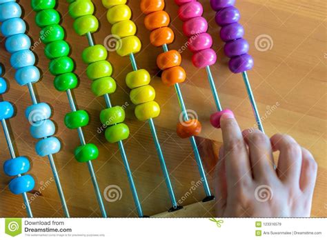 Hand Counting Colorful Beads Abacus Stock Image Image Of Hand