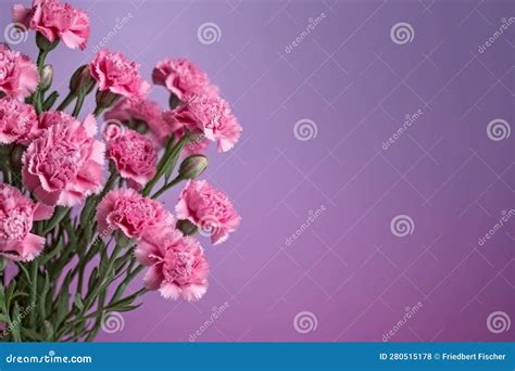 A Bunch Of Pink Carnations In A Vase Generative Ai Image Copy Space