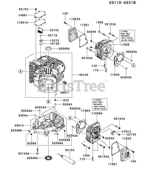 Kawasaki Fs541v As03 Kawasaki Engine Cylindercrankcase Parts Lookup